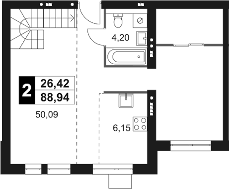 Планировка — Мартемьяново Клаб, 3-комн., 79 м²