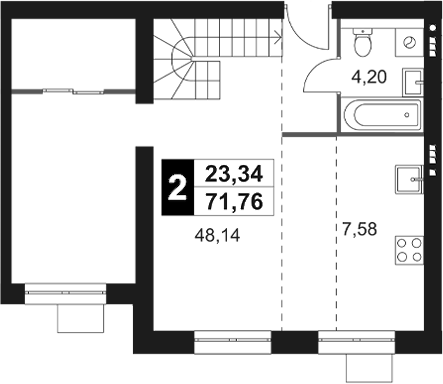 Планировка — Мартемьяново Клаб, 3-комн., 72 м²