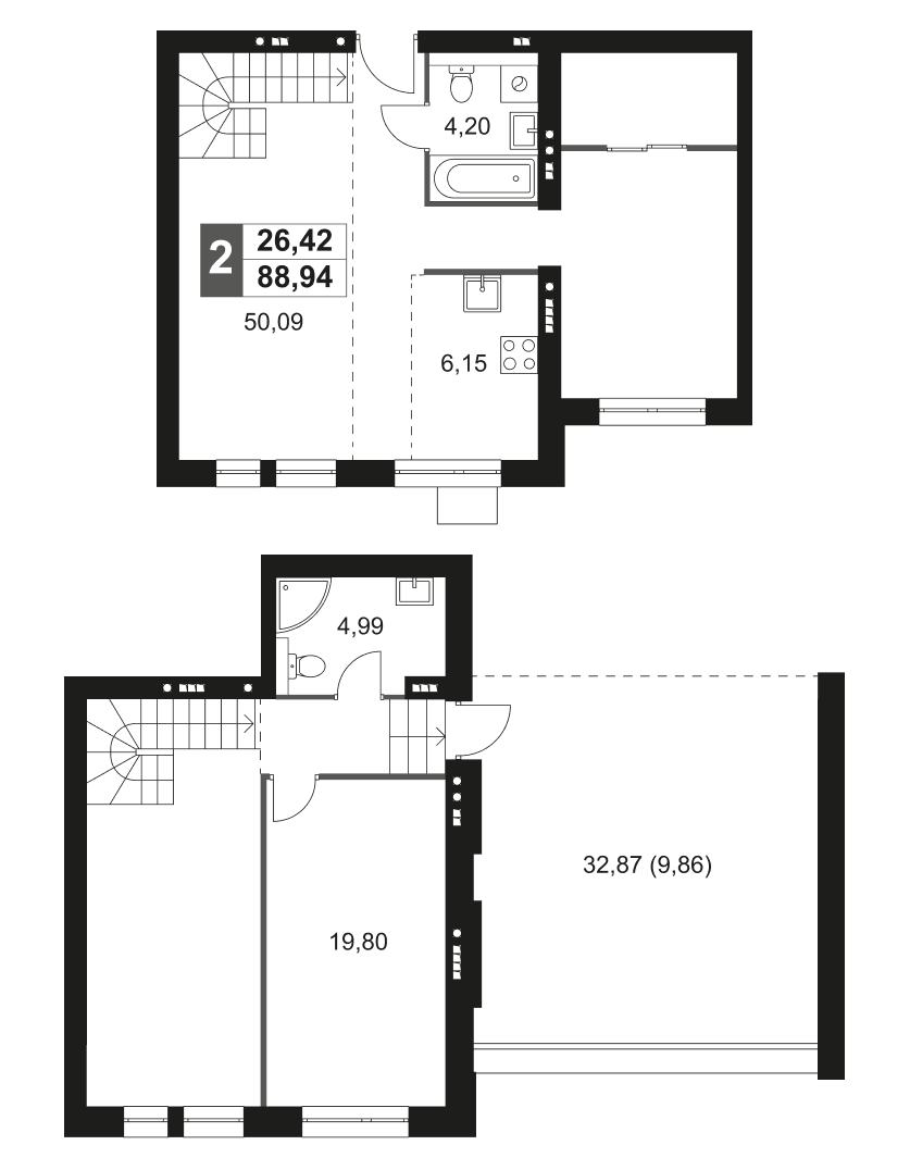Планировка — Мартемьяново Клаб, 2-комн., 79 м²