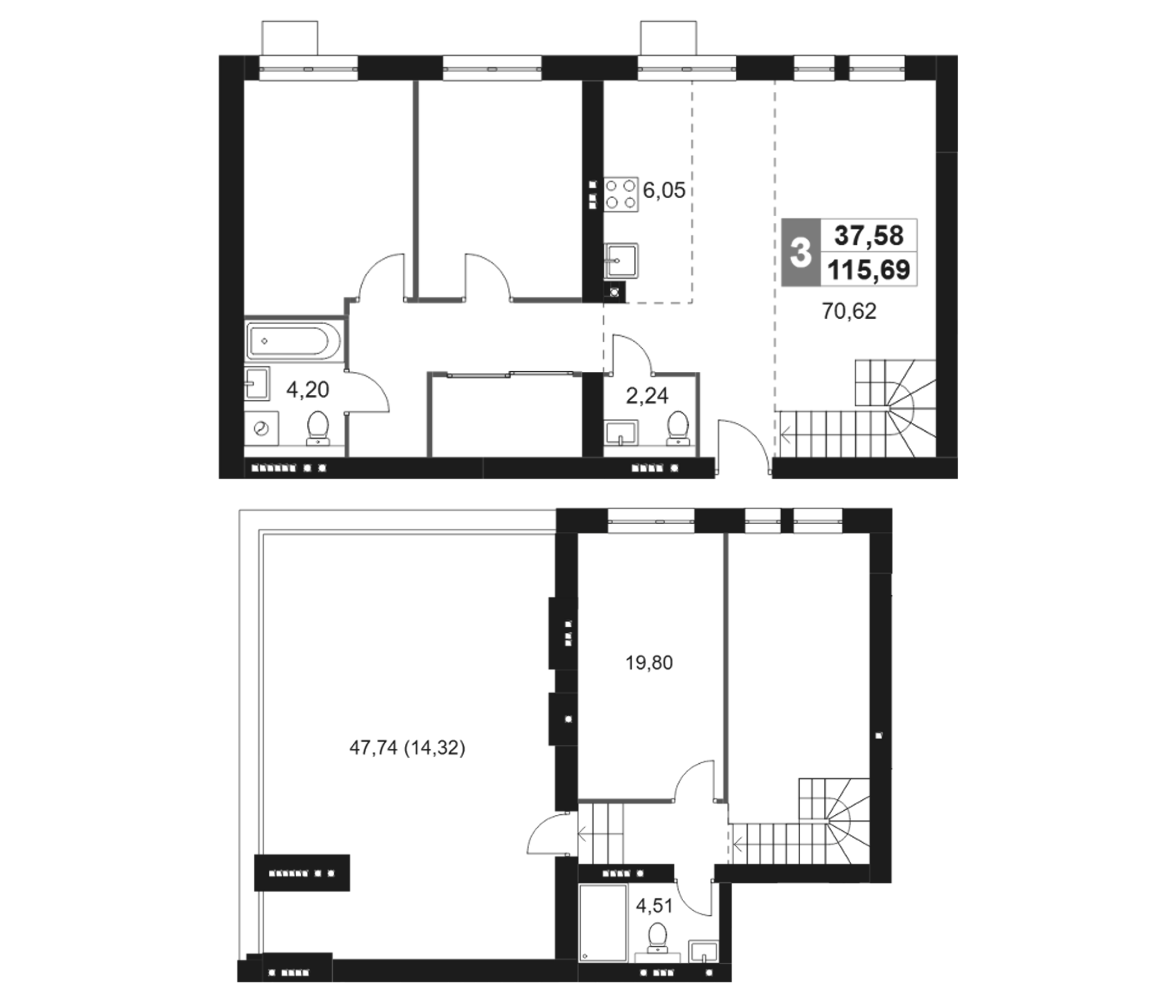 Планировка — Мартемьяново Клаб, 4-комн., 101 м²