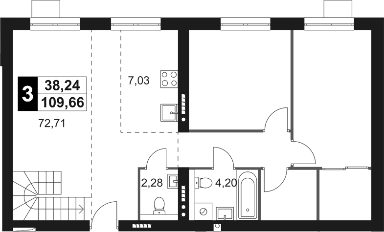 Планировка — Мартемьяново Клаб, 4-комн., 110 м²