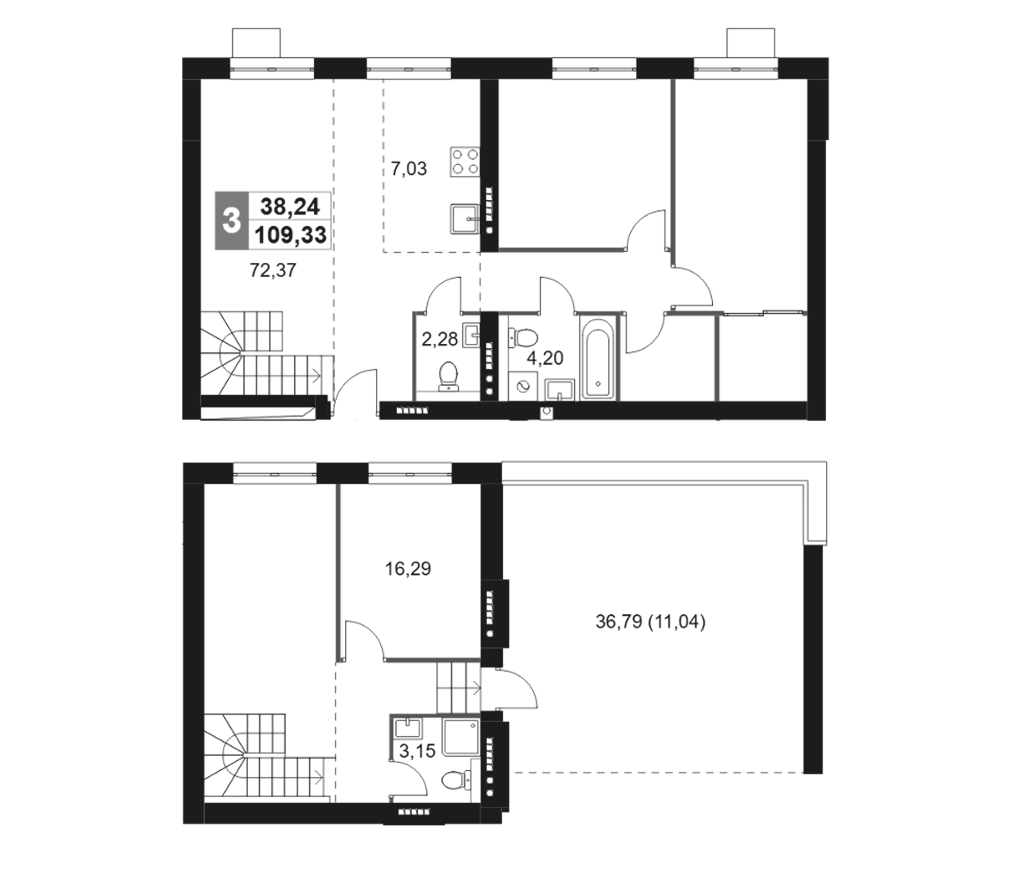 Планировка — Мартемьяново Клаб, 4-комн., 98 м²