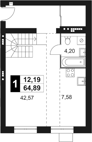 Планировка — Мартемьяново Клаб, 2-комн., 65 м²