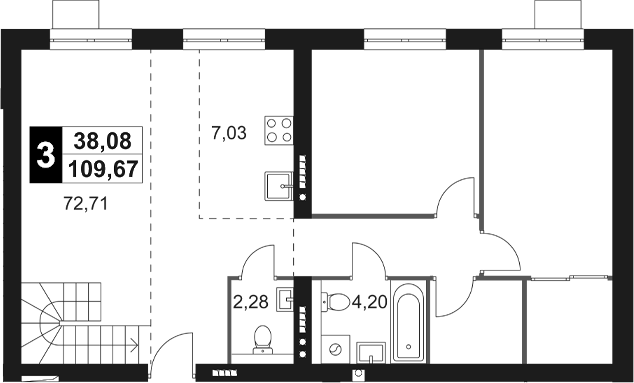 Планировка — Мартемьяново Клаб, 4-комн., 99 м²