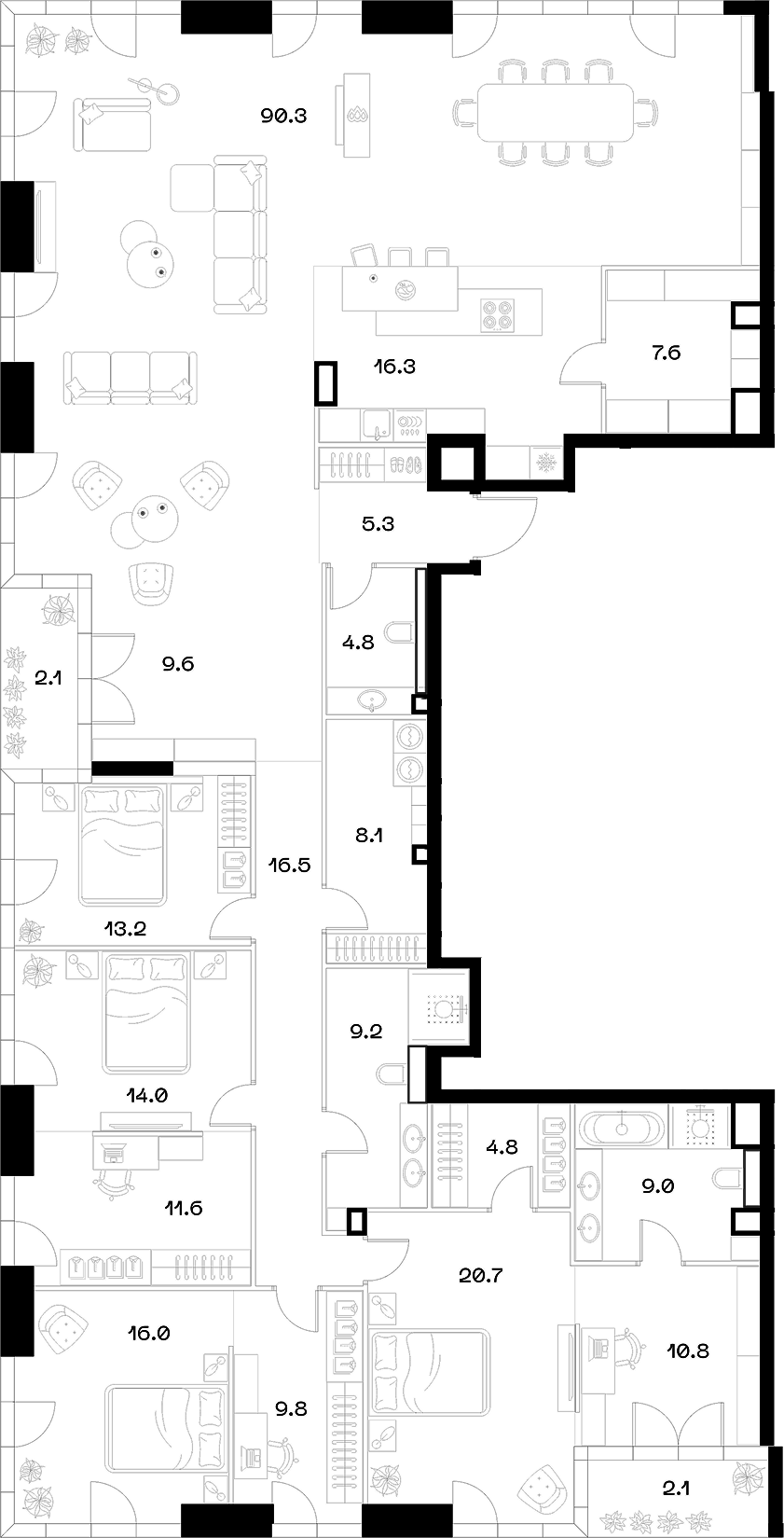 Планировка — ШИФТ, 5-комн., 273 м²