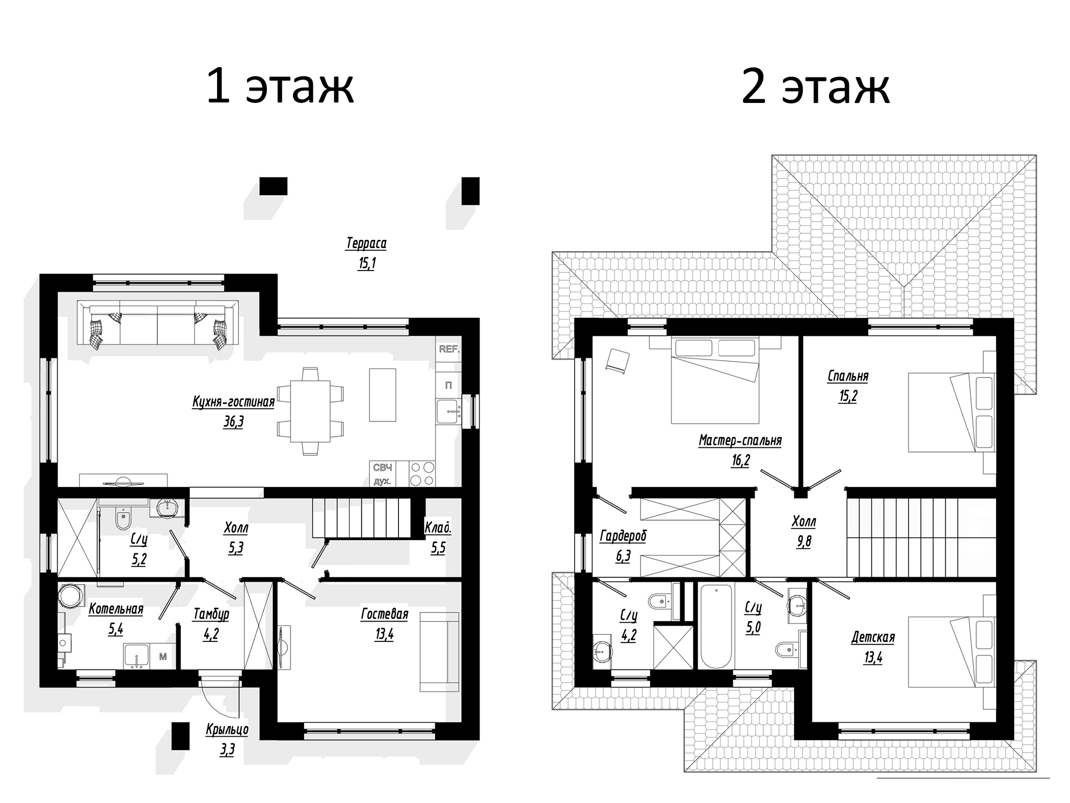 Планировка — Коттеджный поселок Сходня Country Club, 4-комн., 145 м²