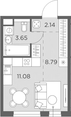 Планировка — Одинград, квартал Семейный, Студия, 26 м²