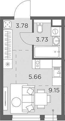 Планировка — Одинград, квартал Семейный, Студия, 22 м²