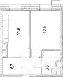 Планировка — Движение Тушино. Спартак, 1-комн., 35 м²