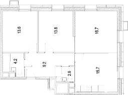Планировка — Движение Тушино. Спартак, 3-комн., 76 м²