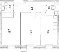 Планировка — Движение Тушино. Спартак, 2-комн., 56 м²