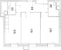 Планировка — Движение Тушино. Спартак, 2-комн., 55 м²