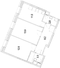 Планировка — Движение Тушино. Спартак, 2-комн., 52 м²