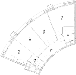 Планировка — Движение Тушино. Спартак, 3-комн., 69 м²