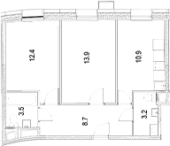Планировка — Движение Тушино. Спартак, 2-комн., 53 м²