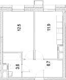 Планировка — Движение Тушино. Спартак, 1-комн., 35 м²