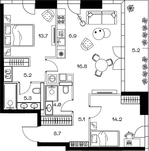 Планировка — ШИФТ, 3-комн., 81 м²