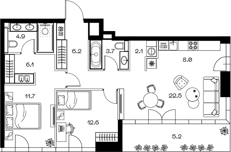 Планировка — ШИФТ, 3-комн., 78 м²