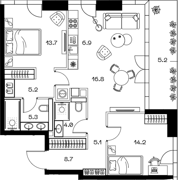 Планировка — ШИФТ, 3-комн., 81 м²