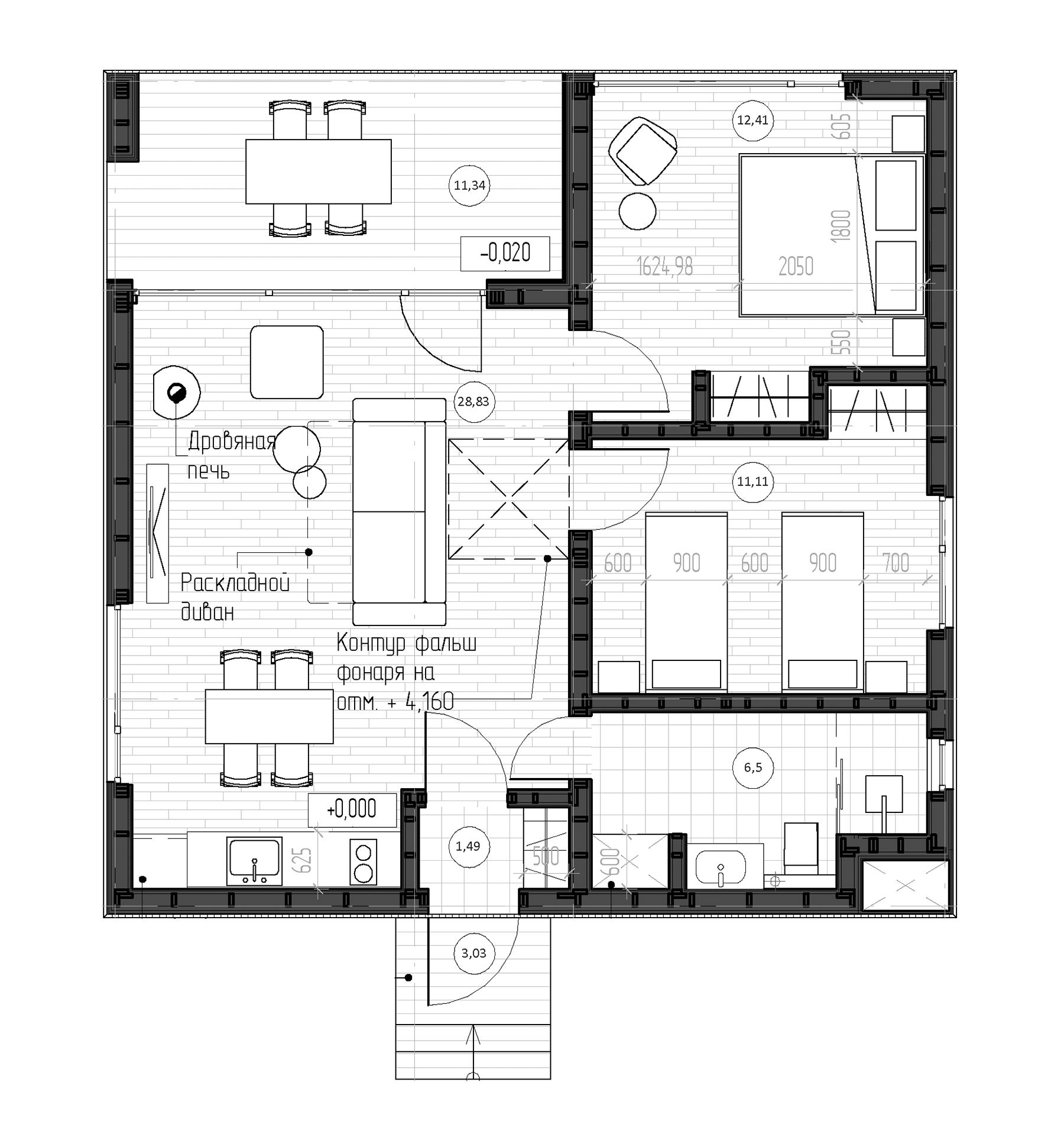 Планировка — Коттеджный поселок Таруса, 2-комн., 66 м²