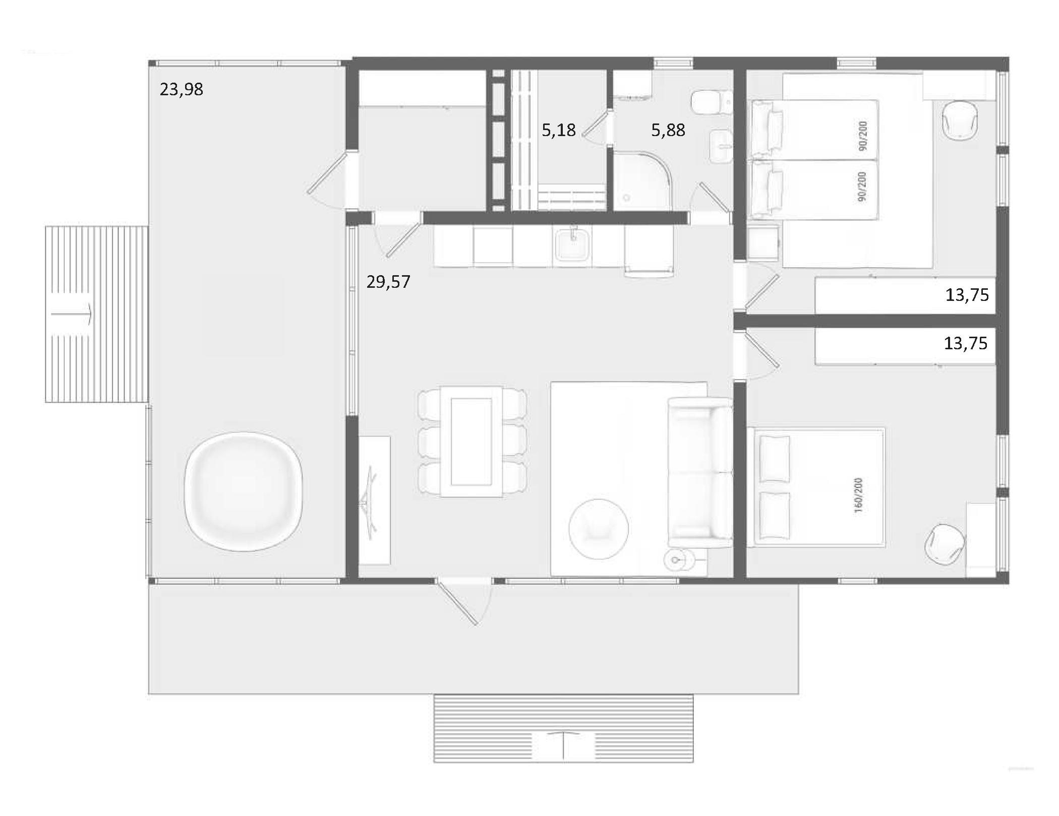 Планировка — Коттеджный поселок Green Forest, 2-комн., 68 м²