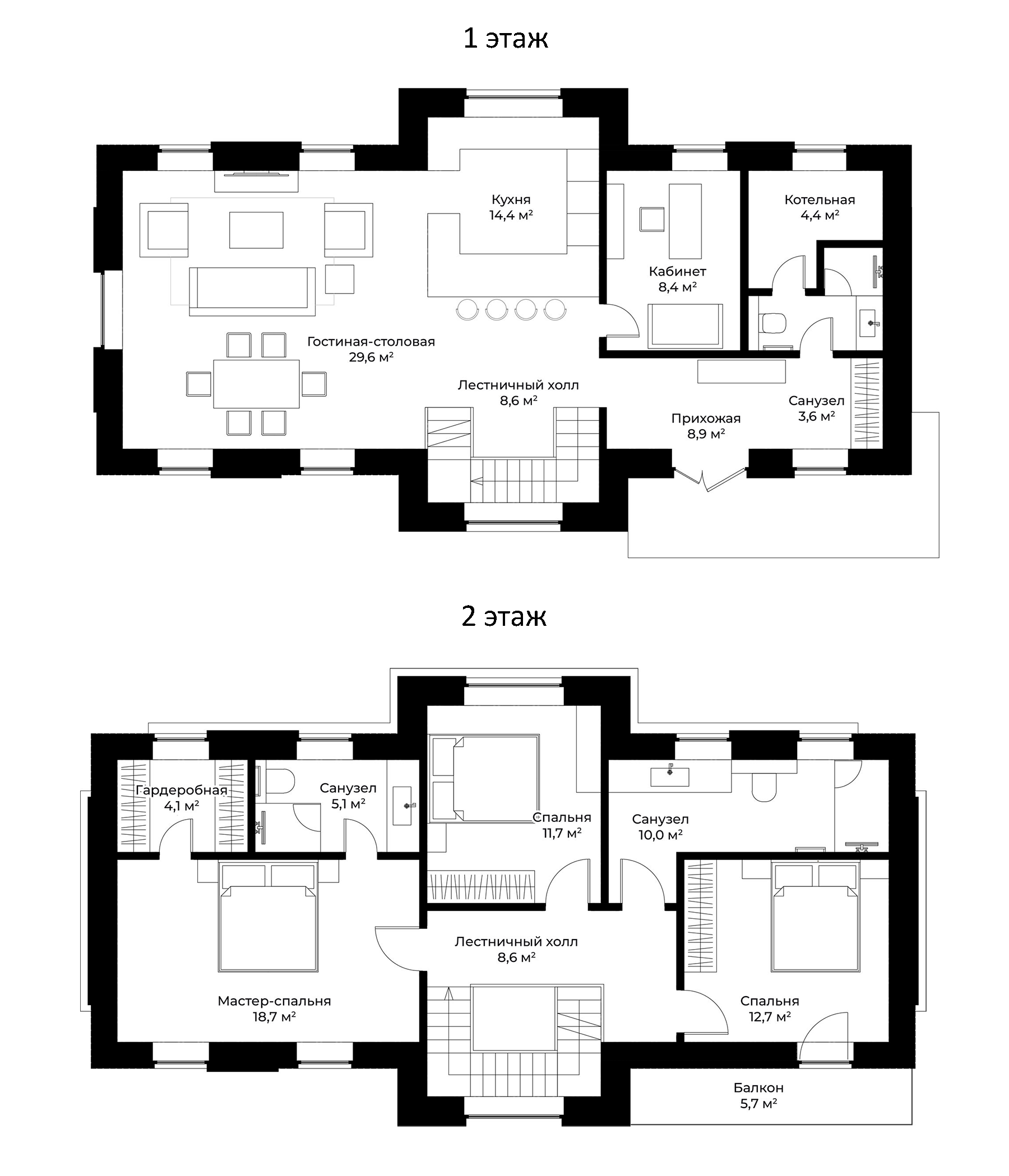 Планировка — Коттеджный поселок Первый Лесной, 4-комн., 159 м²