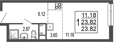 Планировка — Гармония парк, Студия, 24 м²
