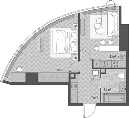 Планировка — ОНЕ, 2-комн., 49 м²