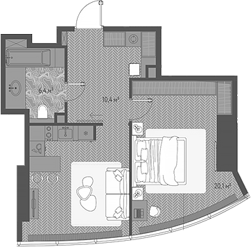 Планировка — ОНЕ, 2-комн., 54 м²