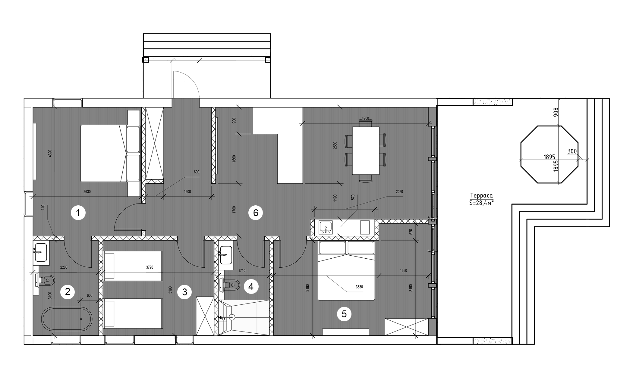 Планировка — Парк-отель Экоранчо, 1-комн., 84 м²