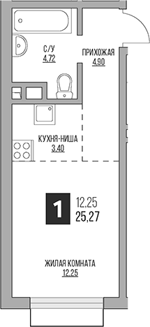 Планировка — Гранель Коломенское, Студия, 25 м²