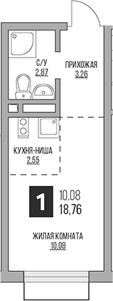 Планировка — Гранель Коломенское, Студия, 19 м²
