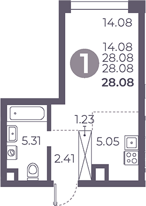 Планировка — Мневники от Гранель, Студия, 28 м²