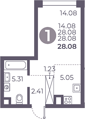 Планировка — Мневники от Гранель, Студия, 28 м²