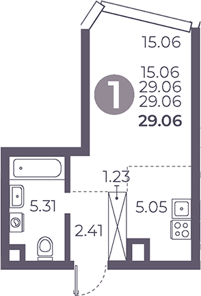 Планировка — Мневники от Гранель, Студия, 29 м²