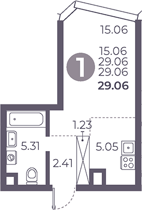 Планировка — Мневники от Гранель, Студия, 29 м²