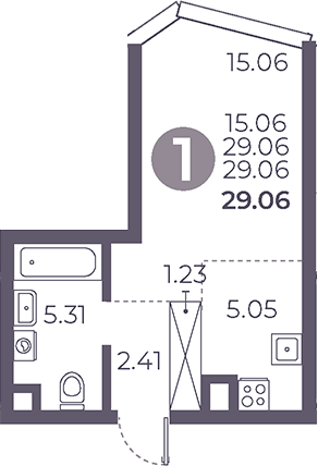 Планировка — Мневники от Гранель, Студия, 29 м²