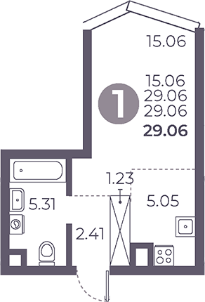 Планировка — Мневники от Гранель, Студия, 29 м²