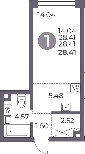 Планировка — Мневники от Гранель, Студия, 28 м²
