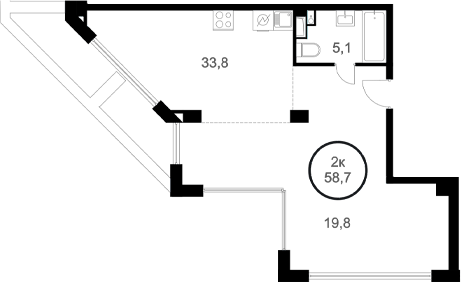 Планировка — Альтаир, Студия, 59 м²
