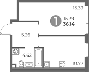 Планировка — Нижегородская от Гранель, 1-комн., 36 м²