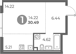 Планировка — Нижегородская от Гранель, Студия, 30 м²
