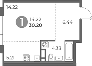 Планировка — Нижегородская от Гранель, Студия, 30 м²
