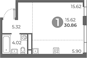 Планировка — Нижегородская от Гранель, Студия, 31 м²