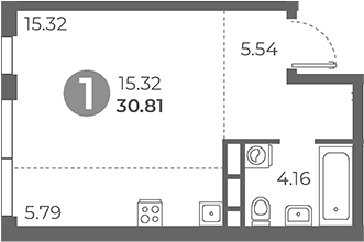 Планировка — Нижегородская от Гранель, Студия, 31 м²