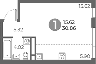 Планировка — Нижегородская от Гранель, Студия, 31 м²
