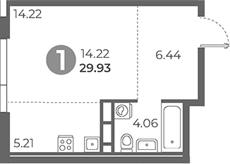 Планировка — Нижегородская от Гранель, Студия, 30 м²