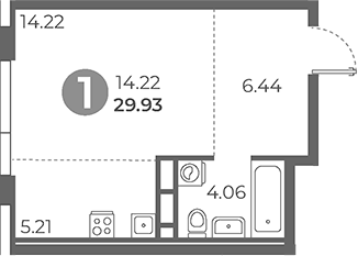 Планировка — Нижегородская от Гранель, Студия, 30 м²