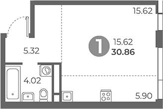 Планировка — Нижегородская от Гранель, Студия, 31 м²