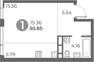 Планировка — Нижегородская от Гранель, Студия, 31 м²